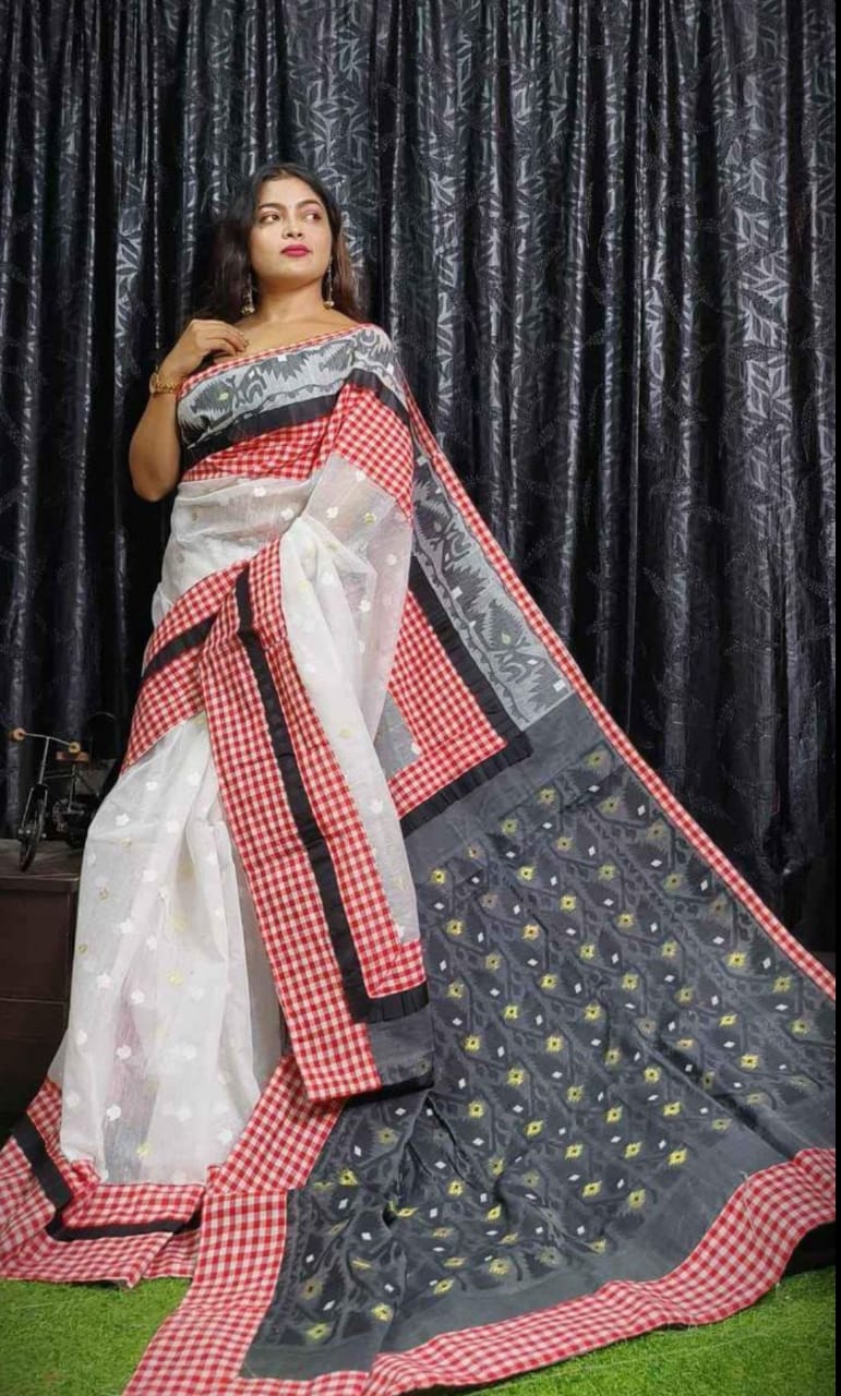 Prodip Jamdani Hand-Stitched Gamcha Work ( Black )