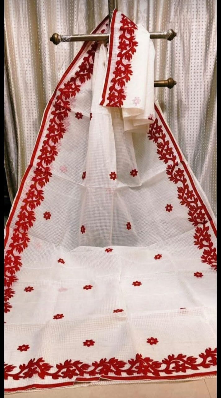BALIKA TEXTILE New & Exclusive Resham Kota Saree with All-Over 9 Hand Applique Work – 5.5m – No Blouse – Premium Resham Kota Fabric