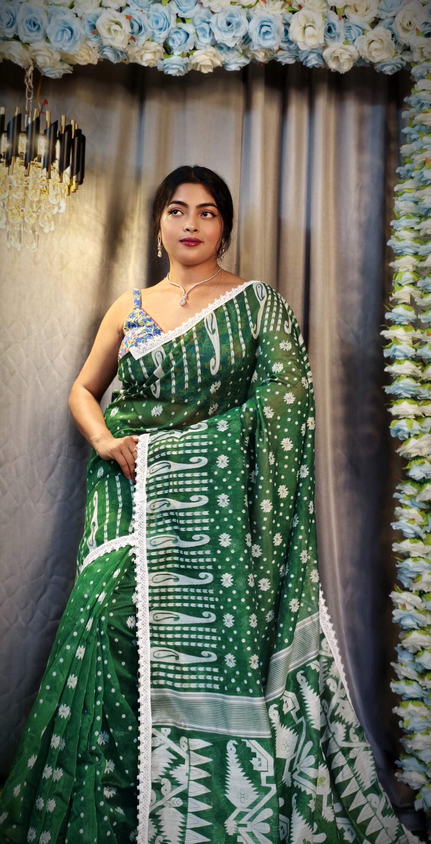 New & Exclusive Korat Dhakai Jamdani Saree – White with Lace Border | Cotton Silk | 5.5m | No Blouse