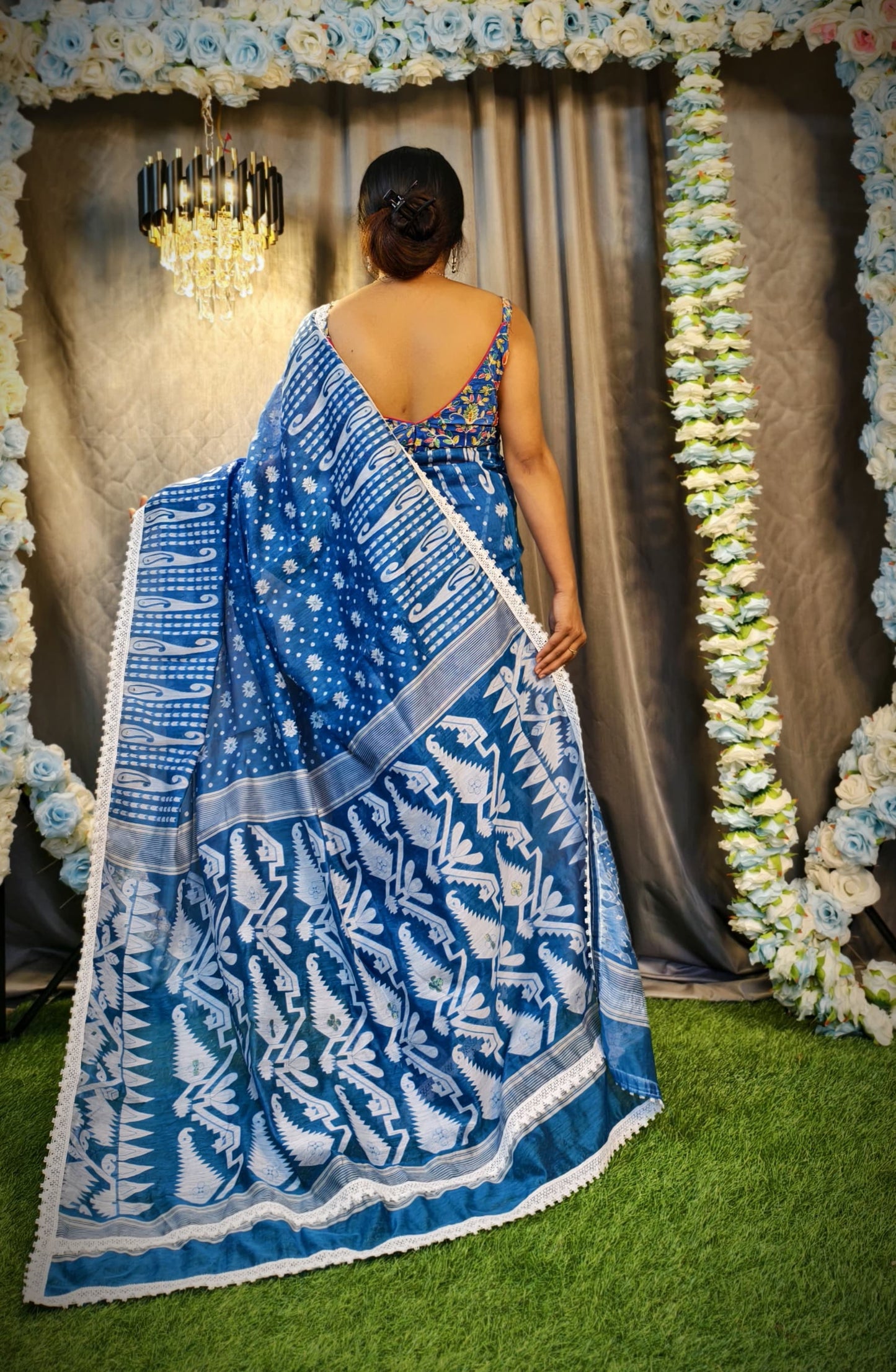 New & Exclusive Korat Dhakai Jamdani Saree – White with Lace Border | Cotton Silk | 5.5m | No Blouse