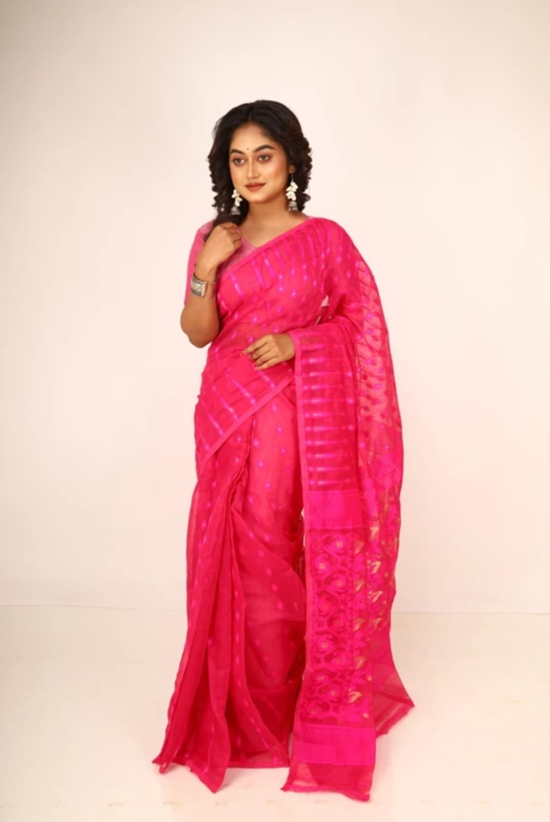 BALIKA TEXTILE New & Exclusive Dhakai Jamdani Saree – 5.5m | Cotton Blend | No Blouse | Traditional Bengali Weave