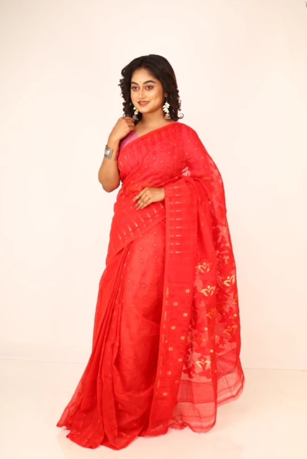 BALIKA TEXTILE New & Exclusive Dhakai Jamdani Saree – 5.5m | Cotton Blend | No Blouse | Traditional Bengali Weave