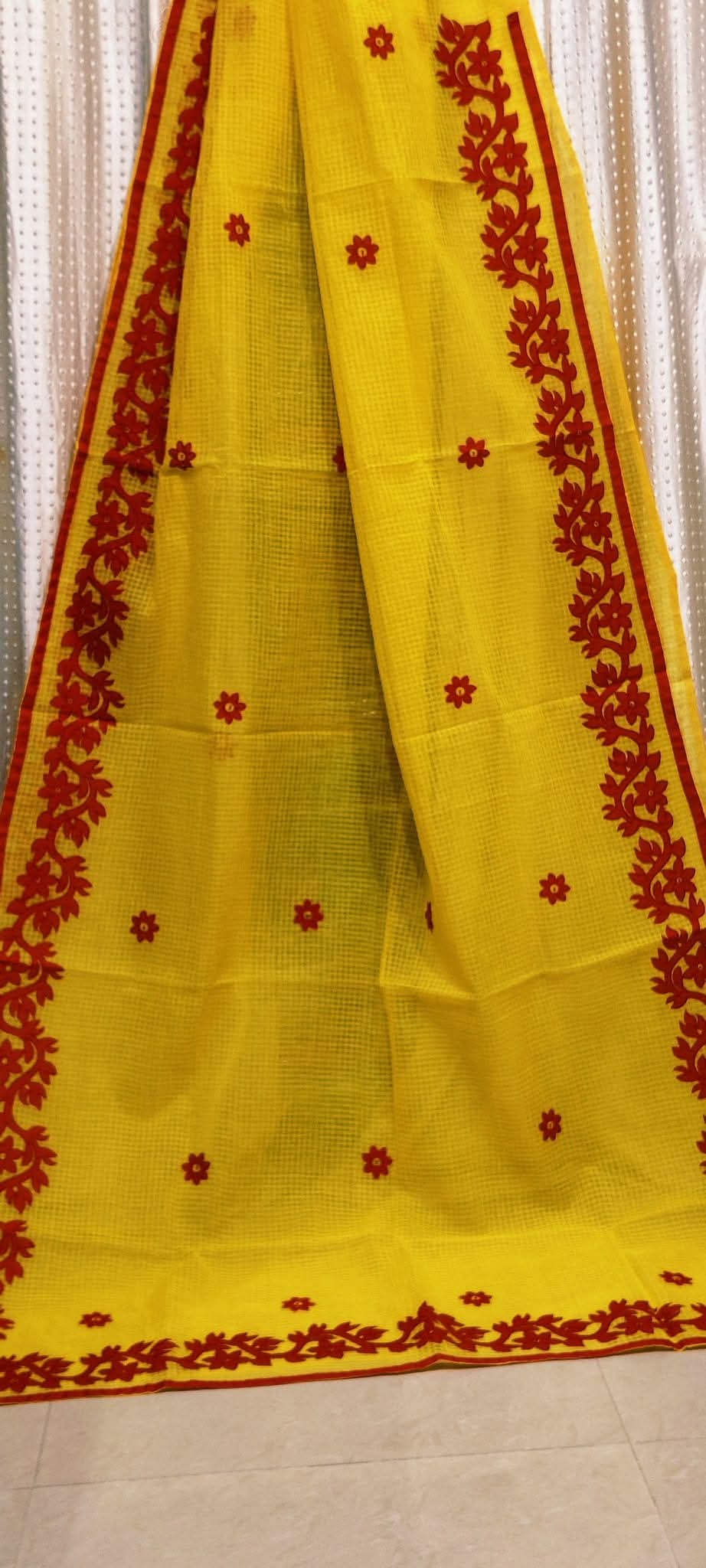 BALIKA TEXTILE New & Exclusive Resham Kota Saree with All-Over 9 Hand Applique Work – 5.5m – No Blouse – Premium Resham Kota Fabric