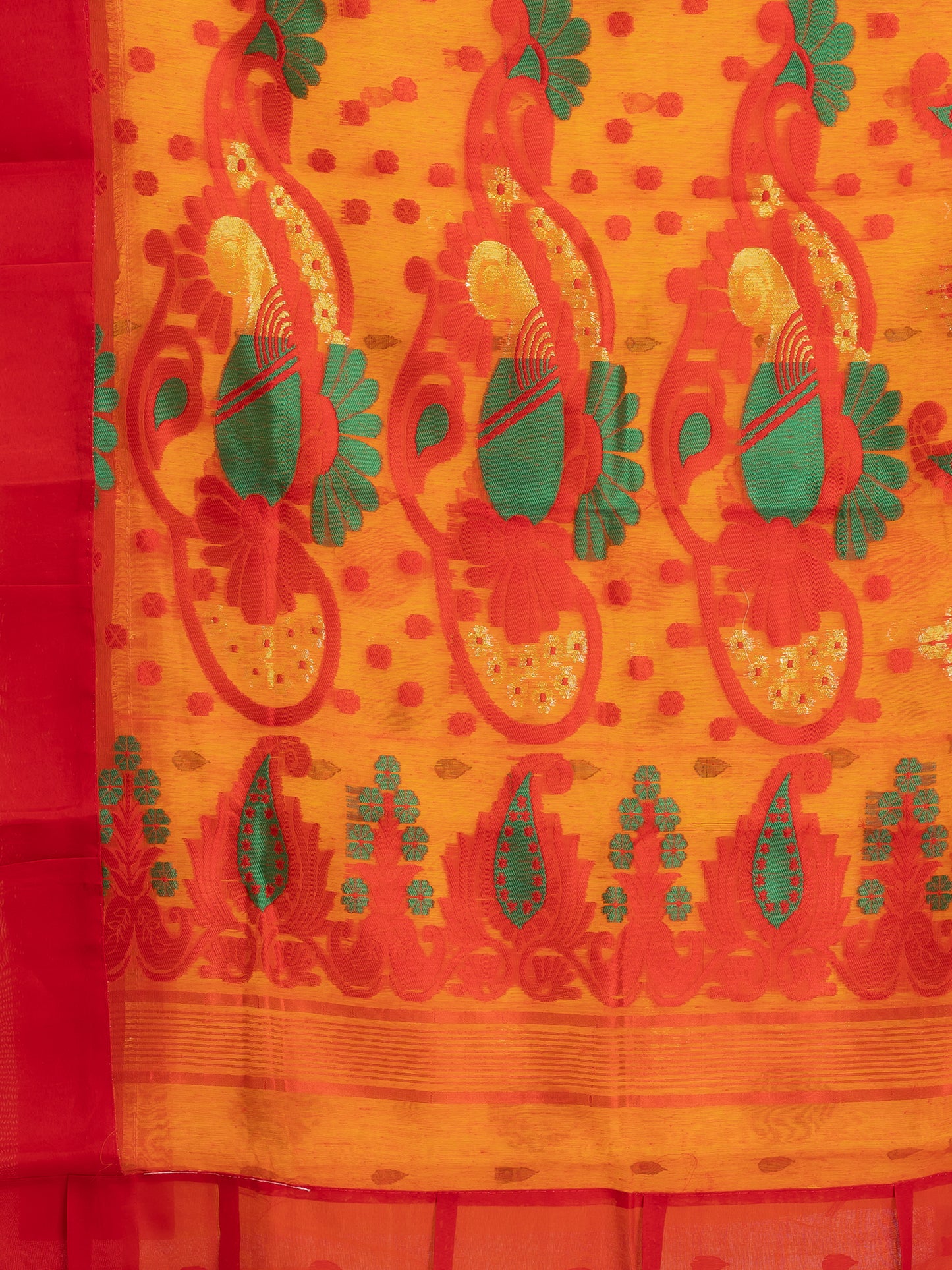 Exclusive Premium Quality Kids Dhakai Jamdani Saree – Yellow & Red