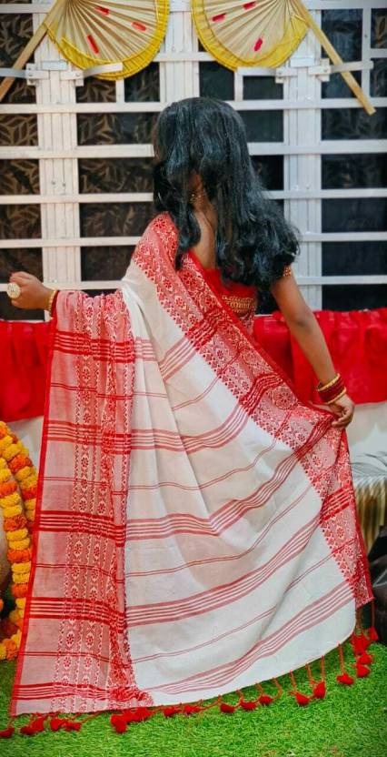 मुलायम बेगमपुरी बच्चों की खादी कॉटन साड़ी तैयार ब्लाउज और पेटीकोट के साथ