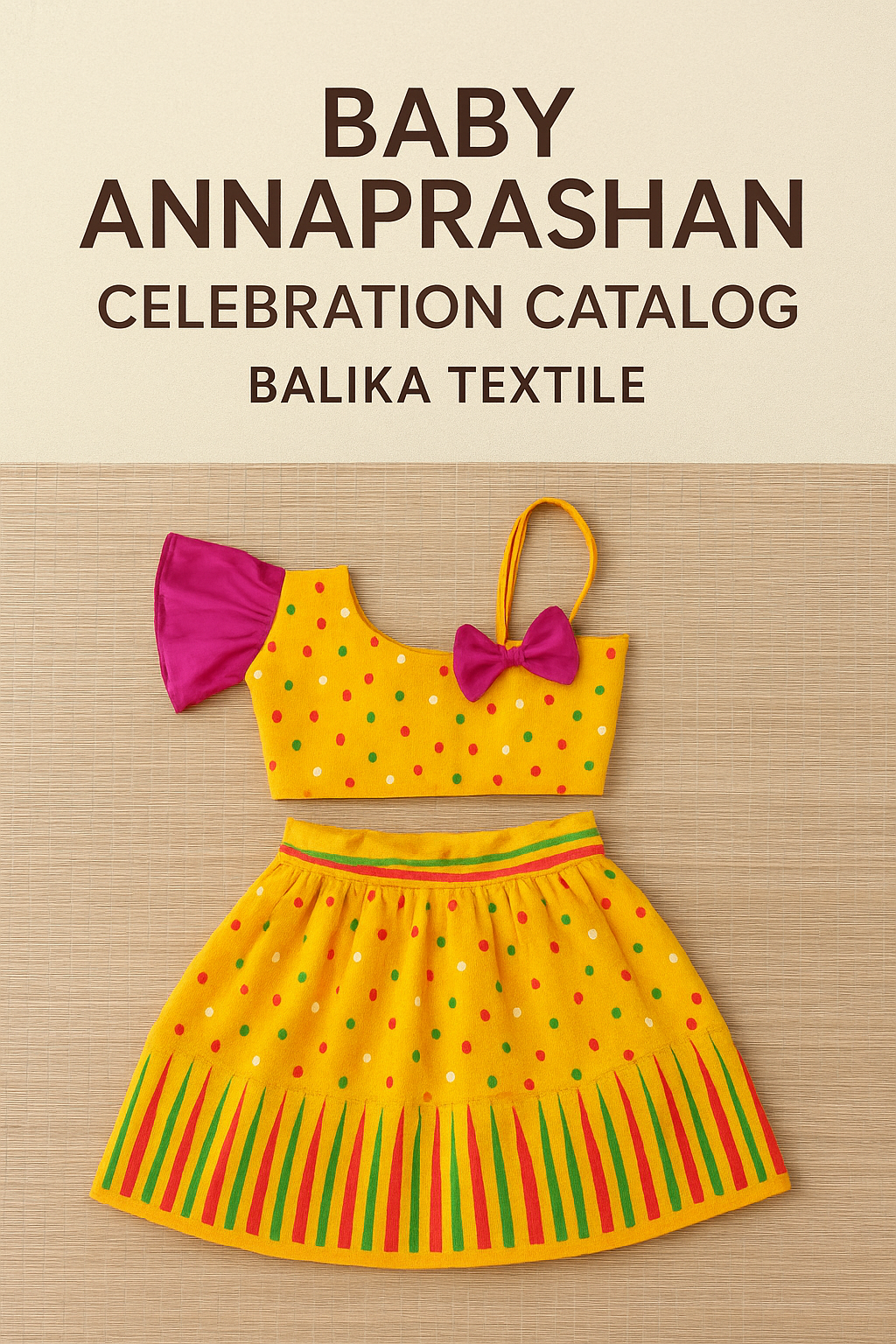 BALIKA TEXTILE Ready to Wear Jamdani Stitch Cotton Kids Lehenga with Blouse Set (Yellow)