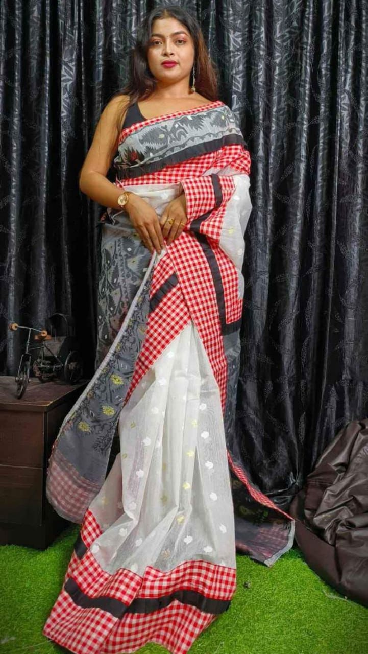 Prodip Jamdani Hand-Stitched Gamcha Work ( Black )