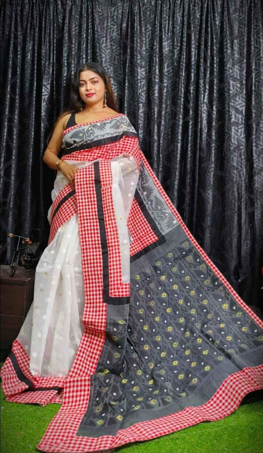 Prodip Jamdani Hand-Stitched Gamcha Work ( Black )