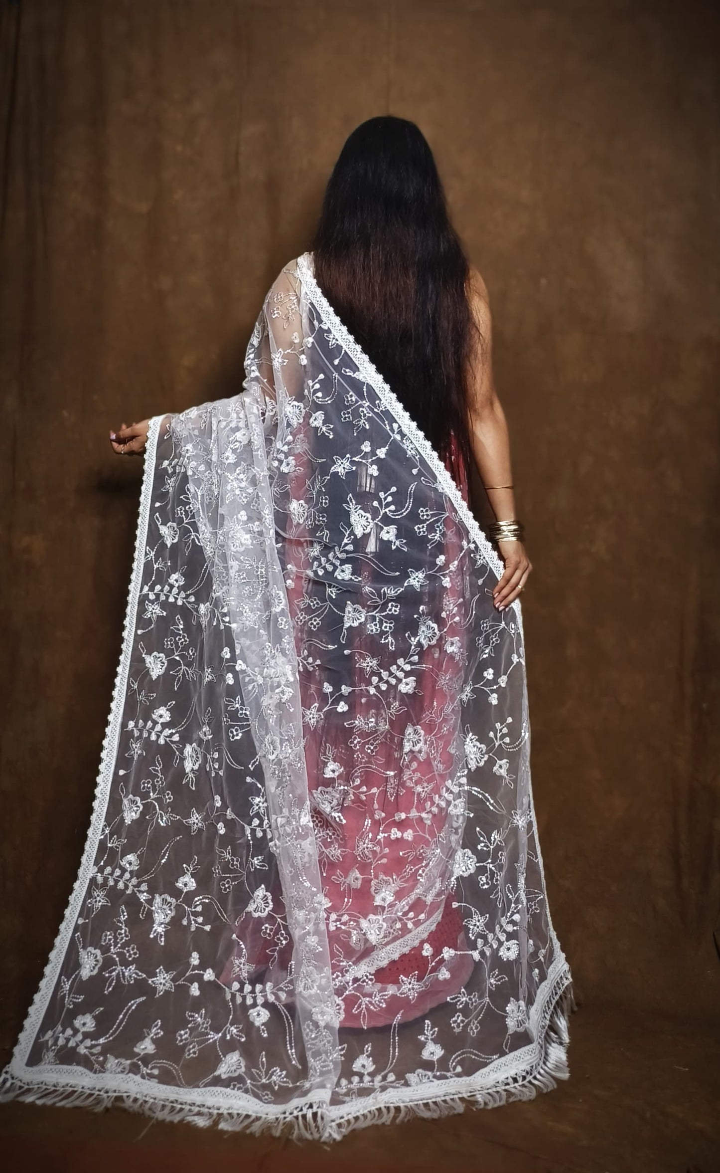BALIKA TEXTILE Exclusive Half & Half Net Organza Hakoba Saree | Premium Cotton & Organza Fabric | No Blouse
