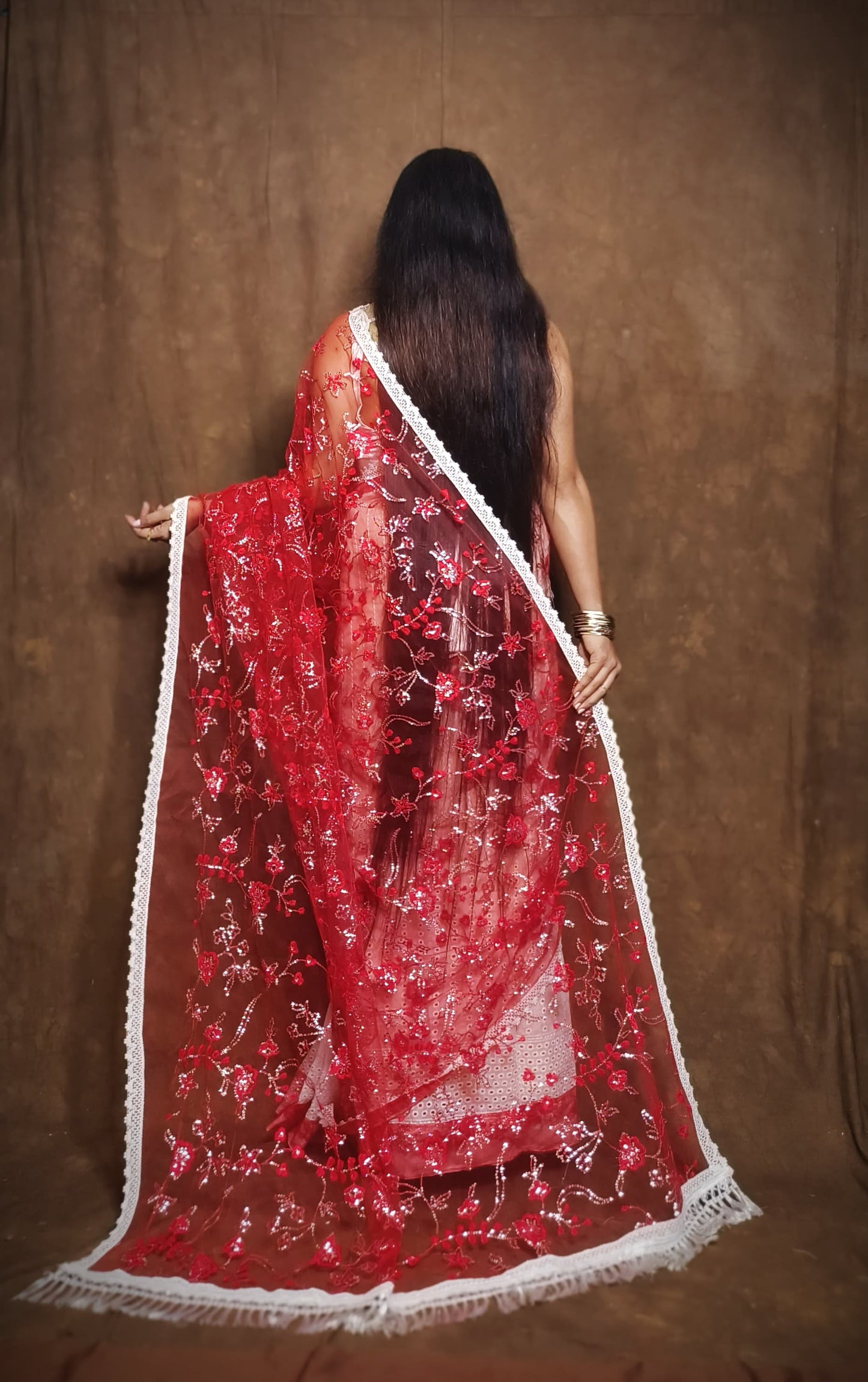 BALIKA TEXTILE Exclusive Half & Half Net Organza Hakoba Saree | Premium Cotton & Organza Fabric | No Blouse