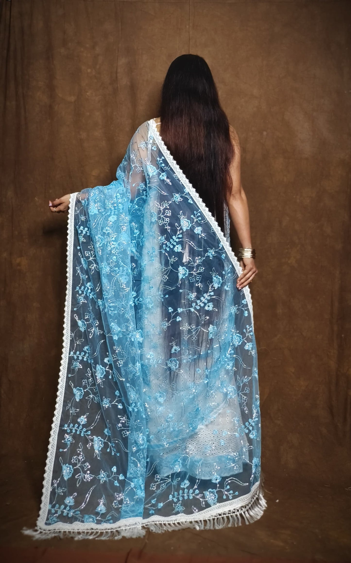 BALIKA TEXTILE Exclusive Half & Half Net Organza Hakoba Saree | Premium Cotton & Organza Fabric | No Blouse