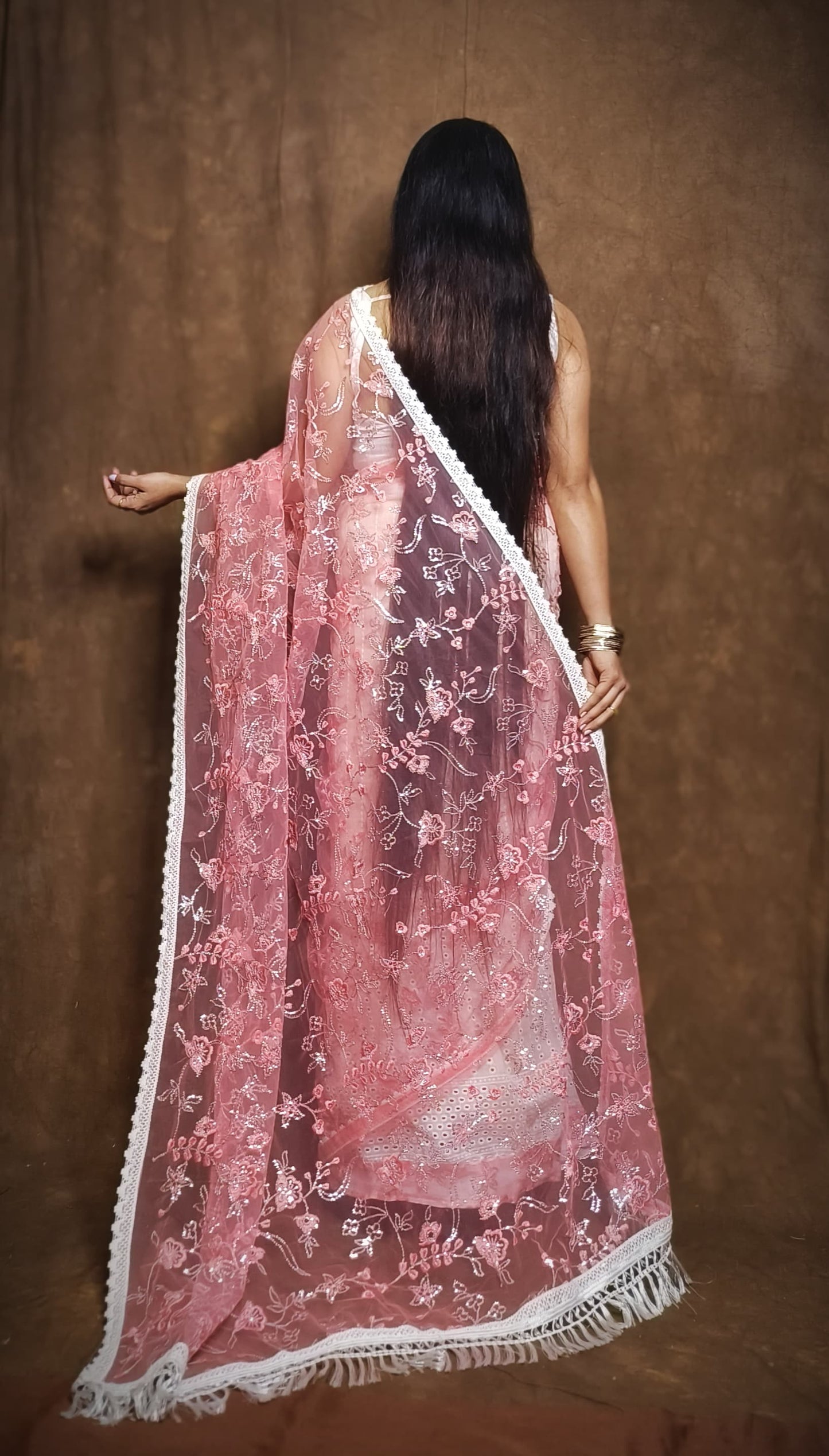 BALIKA TEXTILE Exclusive Half & Half Net Organza Hakoba Saree | Premium Cotton & Organza Fabric | No Blouse