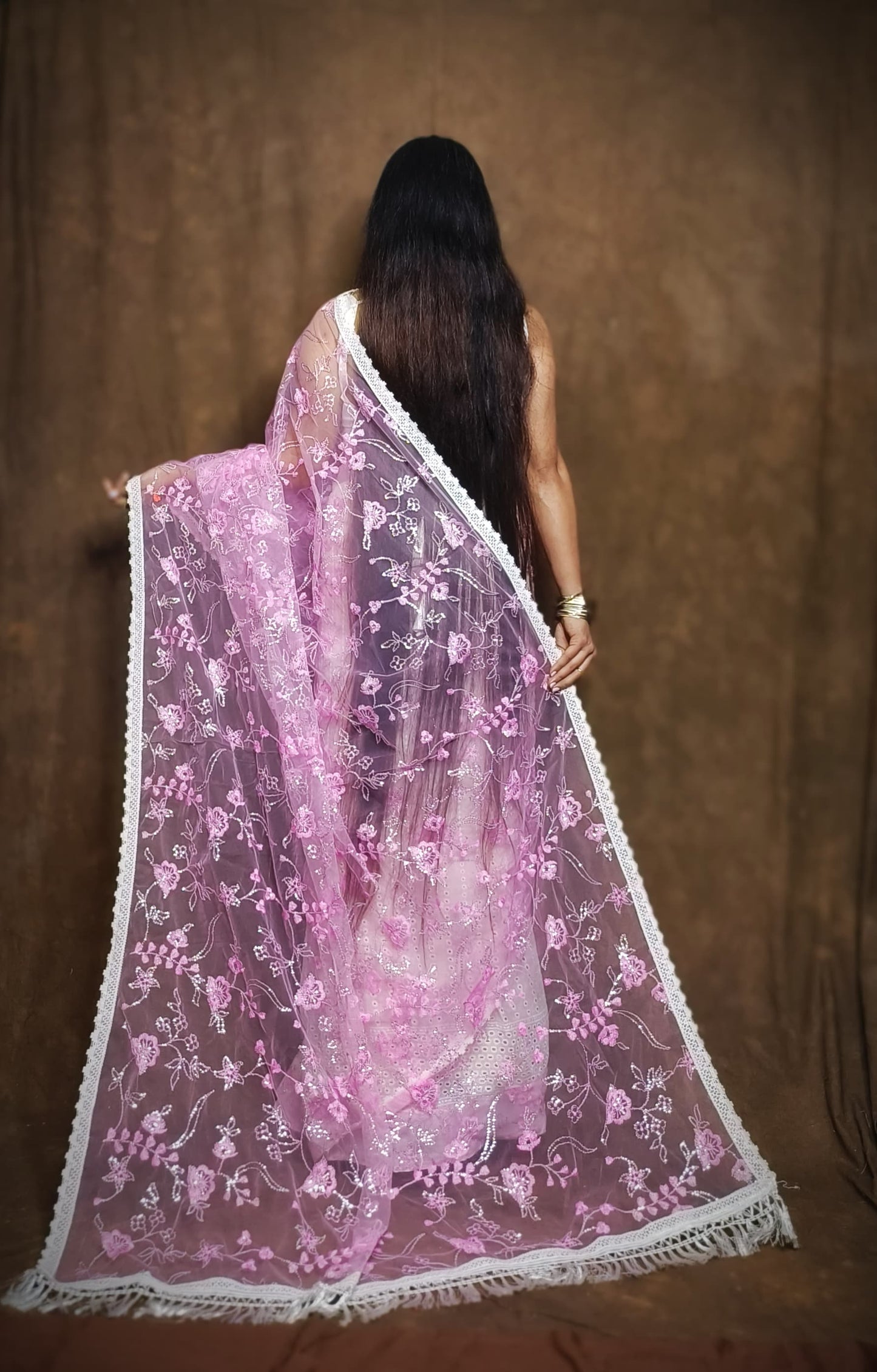 BALIKA TEXTILE Exclusive Half & Half Net Organza Hakoba Saree | Premium Cotton & Organza Fabric | No Blouse