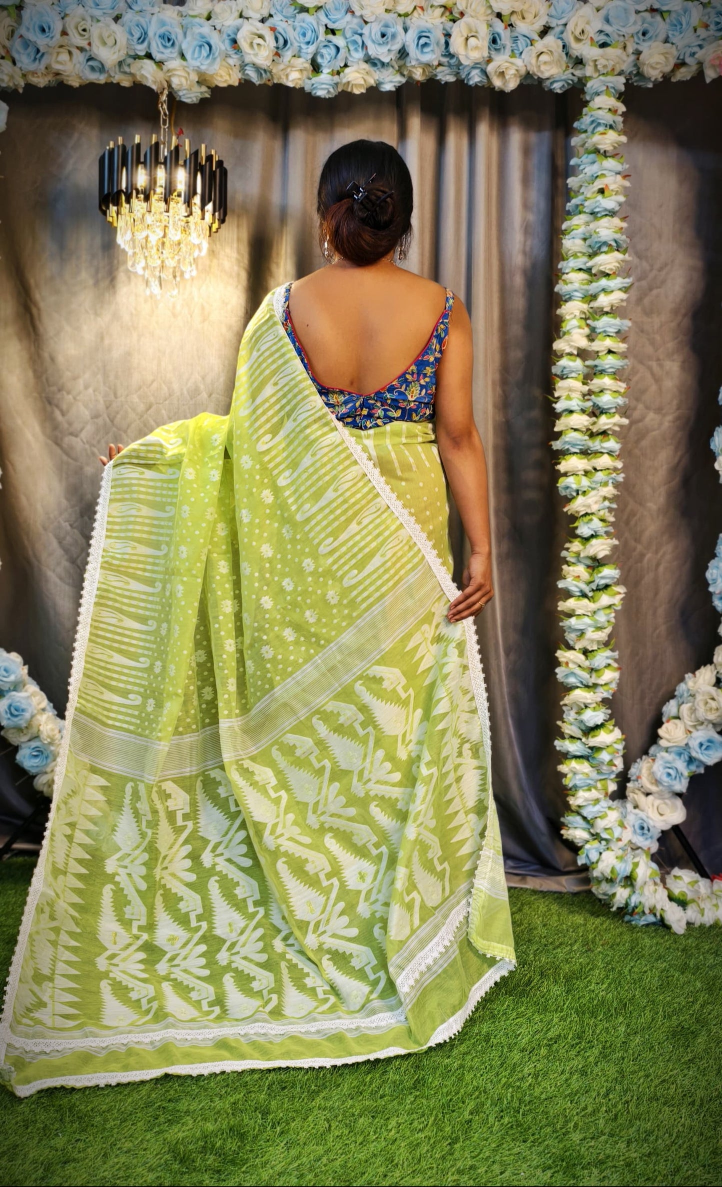 New & Exclusive Korat Dhakai Jamdani Saree – White with Lace Border | Cotton Silk | 5.5m | No Blouse