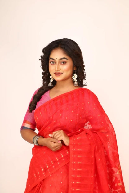 BALIKA TEXTILE New & Exclusive Dhakai Jamdani Saree – 5.5m | Cotton Blend | No Blouse | Traditional Bengali Weave