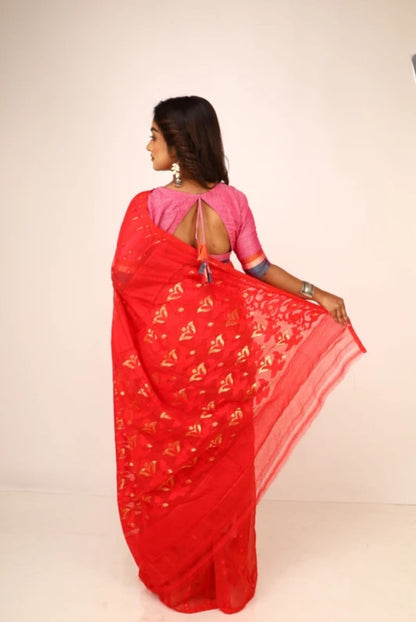 BALIKA TEXTILE New & Exclusive Dhakai Jamdani Saree – 5.5m | Cotton Blend | No Blouse | Traditional Bengali Weave