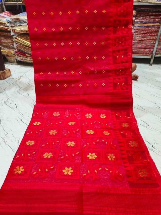 BALIKA TEXTILE New & Exclusive Soft Dhakai Jamdani Saree – All Over Work | Cotton Blend | 5.5m | No Blouse Piece