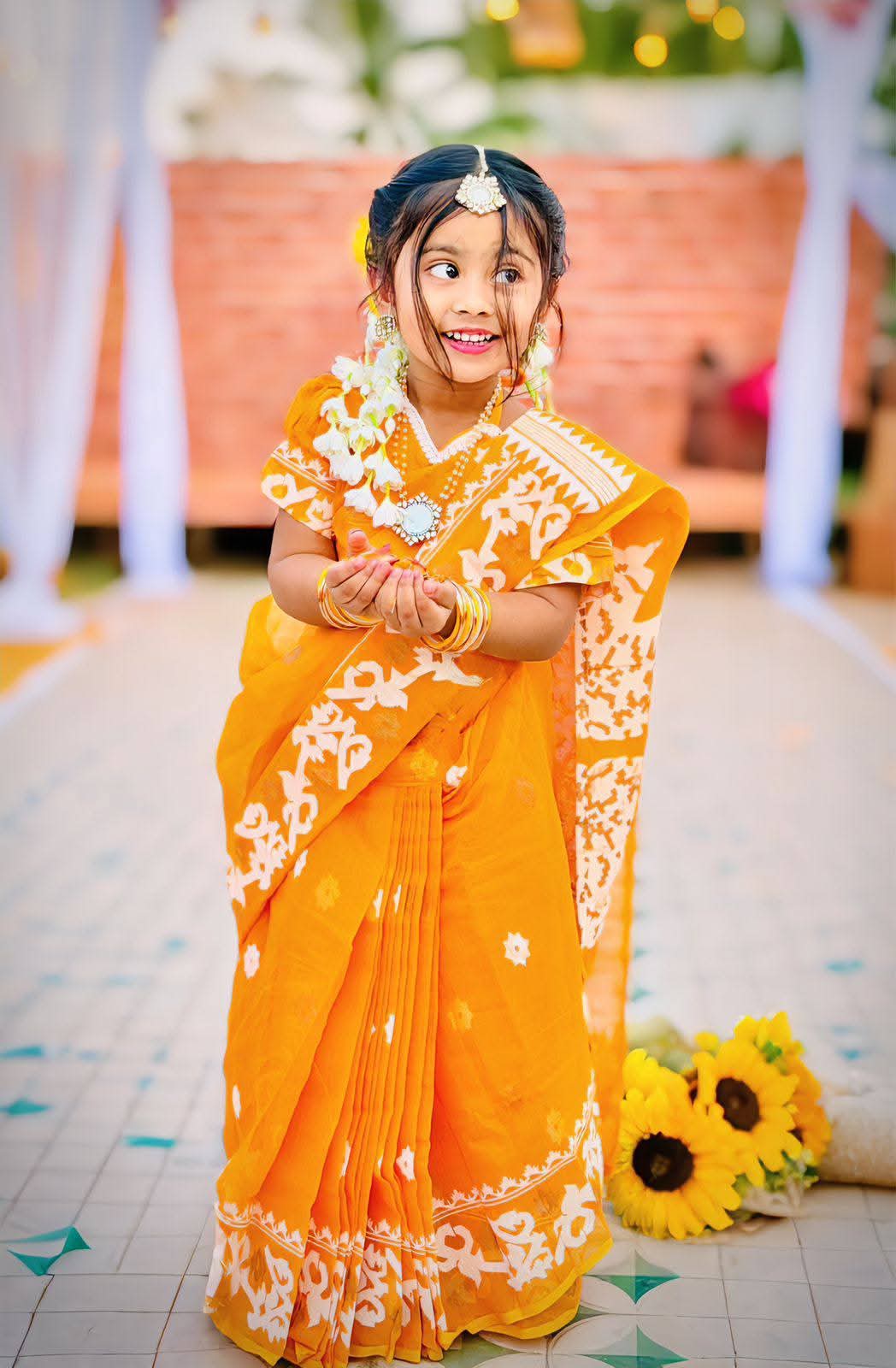 Embroidered Kids Saree with Blouse Set | Traditional Festive Wear for Girls (3–5 Years) | Soft & Comfortable Fabric | Ready-to-Wear Ethnic Set